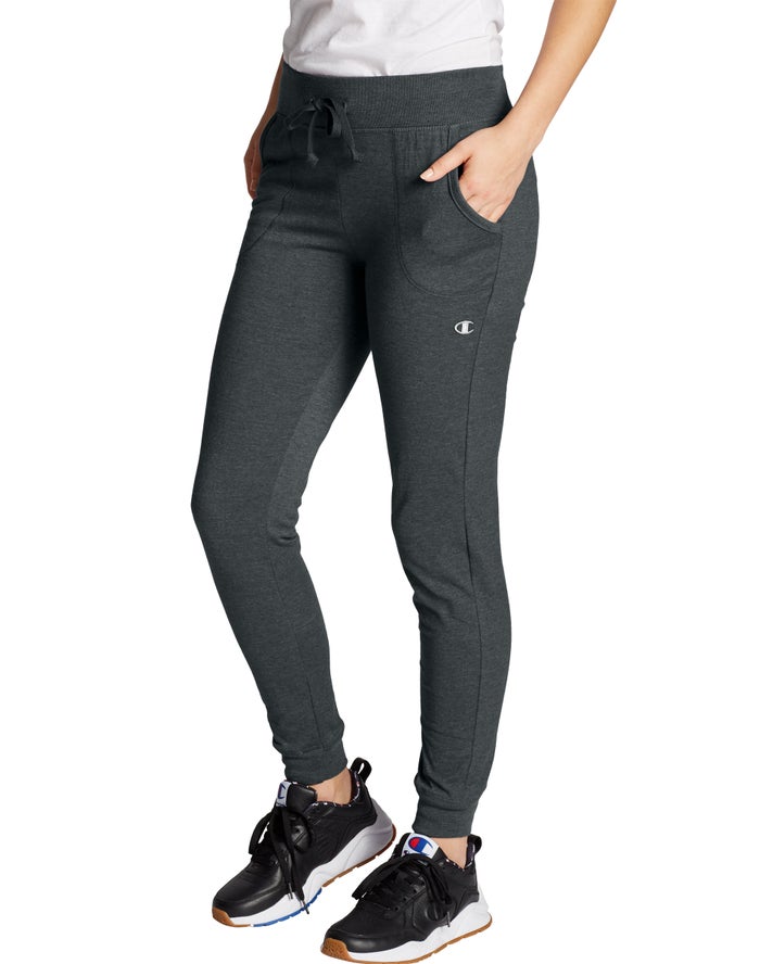 Champion Womens Joggers NZ - Classic Jersey Dark Grey ( 1429-SZQNR )